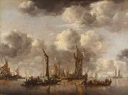 Jan van de Capelle Shipping Scene with a Dutch Yacht Firing a Salut (mk08) oil on canvas